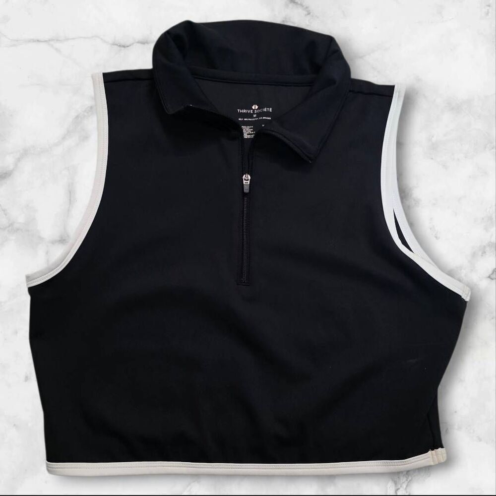 Thrive Societe Black & White Cropped Tank Size Medium